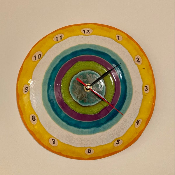 Unique Clock, Art Clock, Ceramic Clock, Wall Round Clock, Handmade ...