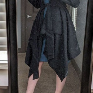 Wrap Midi Coat Waterfall Pleated Women 