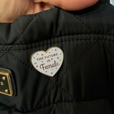 The Future is Female White and Gold Pin Feminist Feminism Hard Enamel ...