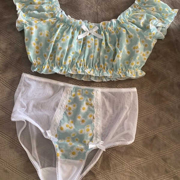 Pink Babydoll Lingerie, Vintage Style Babydoll Dress, Handmade Nightie