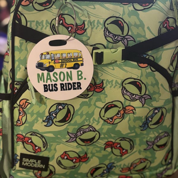 Kids Bus Tag - Car Rider- Personalized School Bus Bag Tag ...