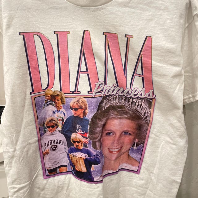 ダイアナ　Tシャツ Vintage 90's Princess Diana Rare Princess of Wales Queen of Hearts