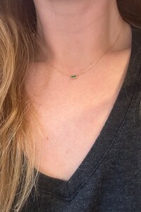 14k Gold Emerald Necklace, Emerald Necklace, Baguette Necklace, Solid Gold Necklace, Dainty Chain Necklace, Choker Necklace, Teresa