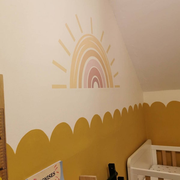 Large Rainbow Sun Wall Decal Baby Nursery, Sunshine Gift Art Decor for ...