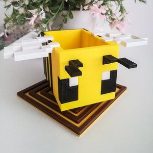 Minecraft Bee 3D Print Planter Cute Animal Plant Pot 