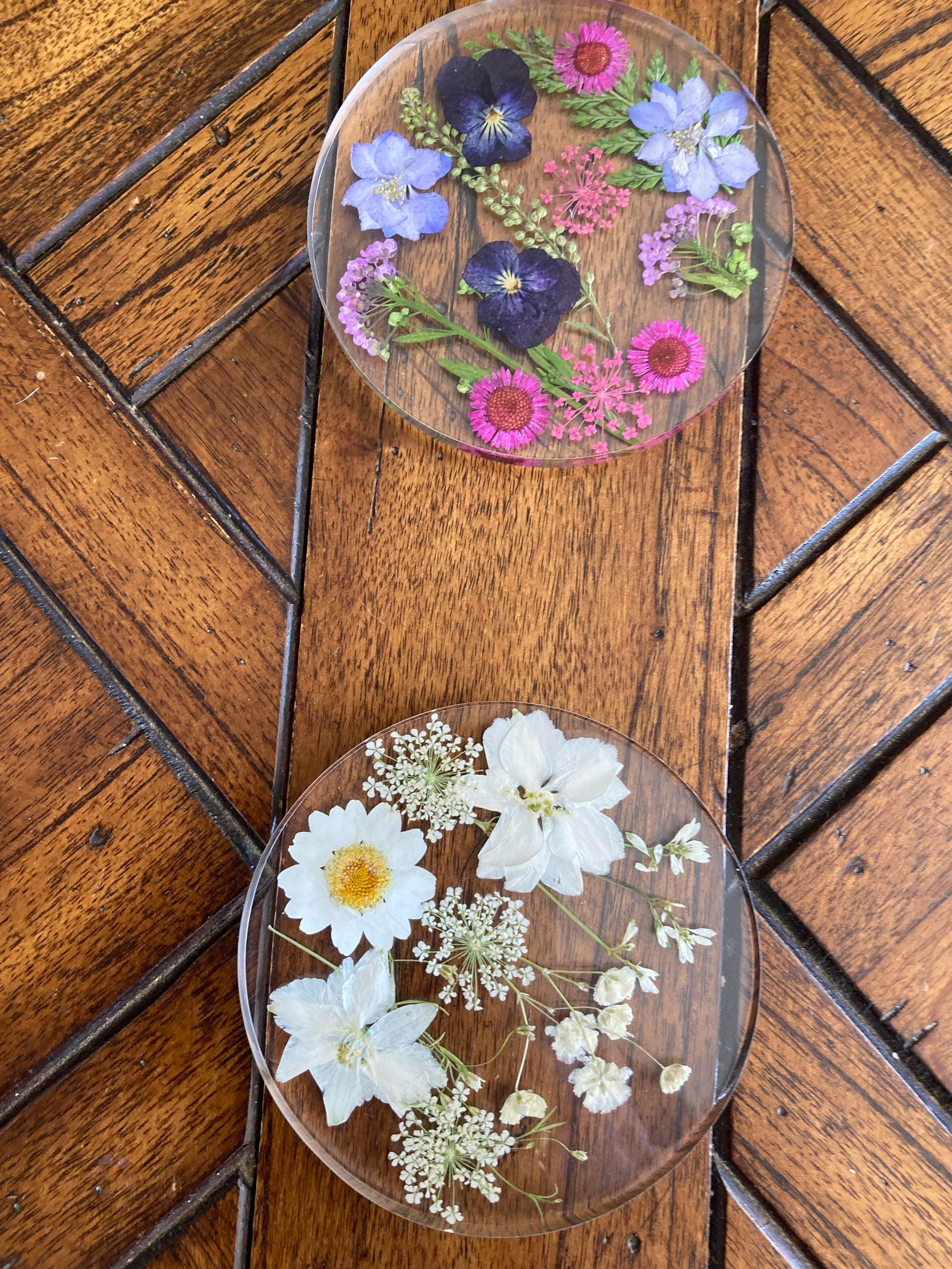 Natural Flowers Coasters,Colorful Pressed Real Flowers Outdoor Coasters,Custom Wedding Birthday Christmas Gifts Table Decor,Wildflowers Art