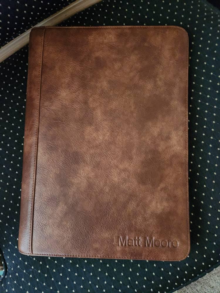 Personalized Vintage Leather Portfolio, Custom 3-Ring Binder Portfolio, Office Padfolio with Clipboard, Custom Company Gift, Graduation Gift
