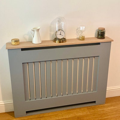 Solid Oak Top Grey Radiator Cover Custom Fit UK - Etsy