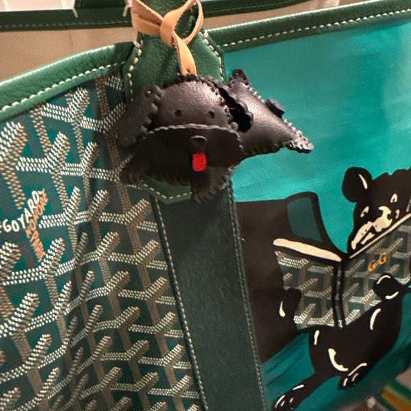 HAND-PAINTED DOODLE PUPPY BAG CHARM + KEYCHAIN