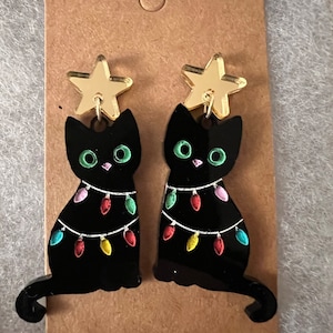 Christmas cat earrings Clearance