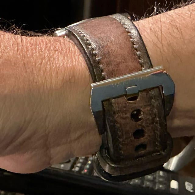 Bracelet Cuir De Vache 22mm Marron Foncé Point Blanc - Pour Montre Luminor, Marque Vintage G, Neuf Sans étiquette
