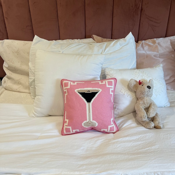 Espresso Martini Needlepoint Pillow