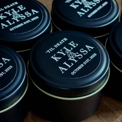 Bulk Wedding Candle Favors Candle Wedding Favors Black Tin Candles ...