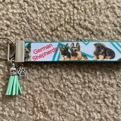 German Shepherd Dog GSD Keyring Keychain Bag Charm Gift In Silver Sparkle - Foto 10