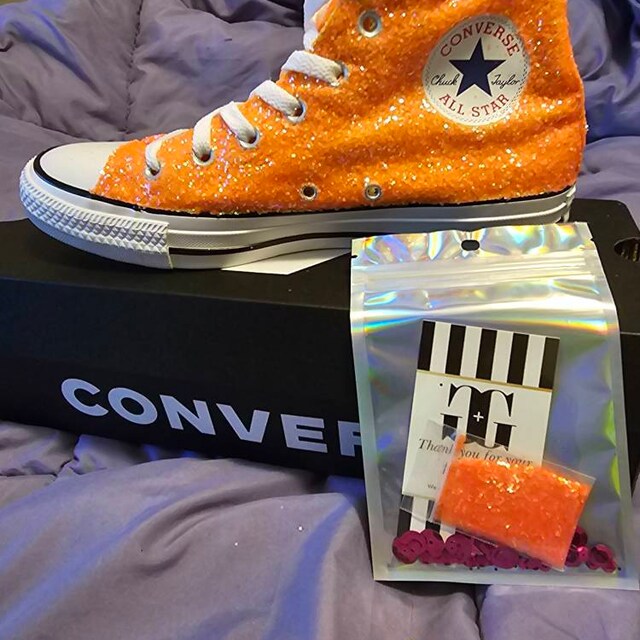 Authentic Converse in Orange Glitter. Custom Made to Order Orange Converse All Stars. Orange Sneakers. Neon Orange. Etsy