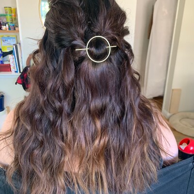 Minimalist Gold Hair Accessories Brass Hair Clip Round - Etsy