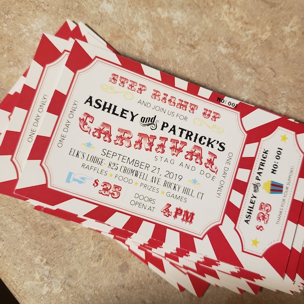 Jack and Jill Tickets - Buck and Doe - Stag and Doe Raffle Tickets ...