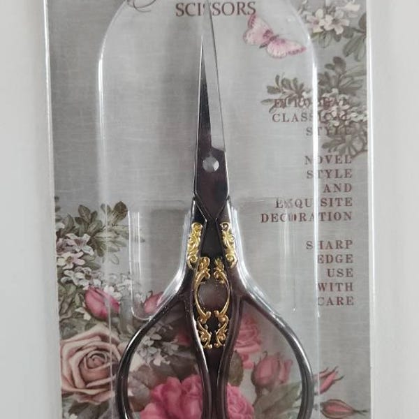 Floral Embroidery Thread Scissors for Crafting | Vintage Ripple Handle ...