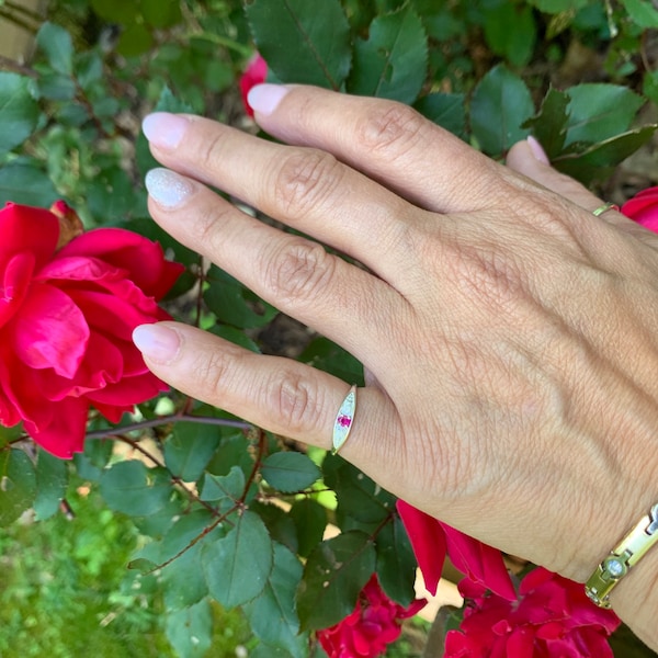 July Birth Ring, Birthflower Ring, Birthstone Ring, Ruby Ring, Gold ...