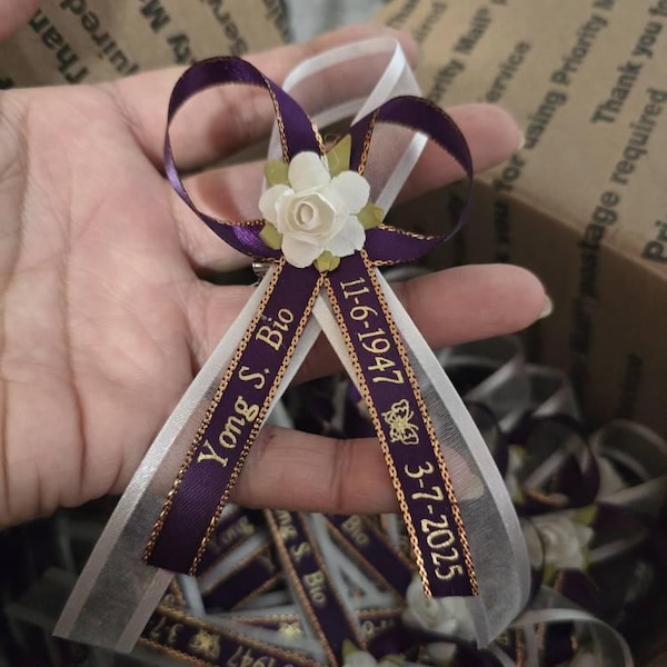 100-12pcs Memorial Funeral Ribbon Favors: Custom Memorial Ribbons With ...