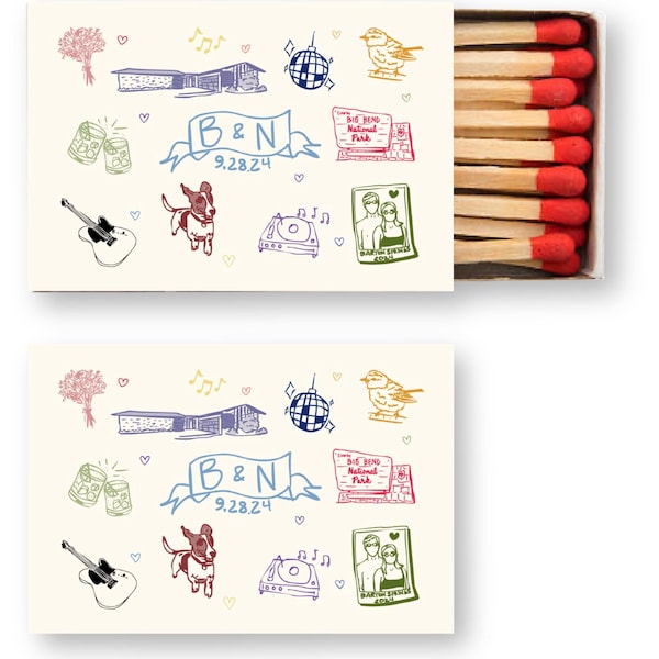 Custom Color Matchbox Design: Personalized Hand Drawn Illustration ...