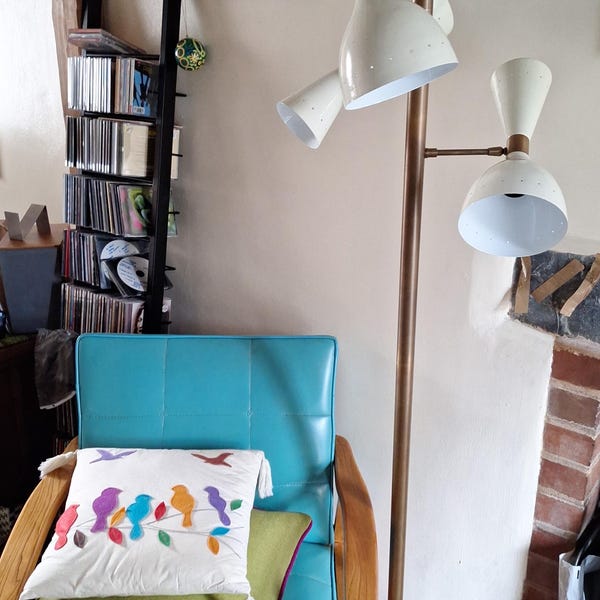 Mid-century Italian Style Brass Floor Lamp With Base and Cone-shaped ...