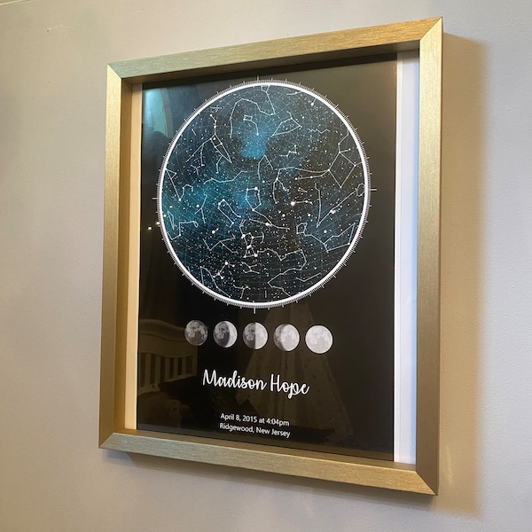Custom Star Map – the Day You Were Born • Personalized Night Sky Chart ...
