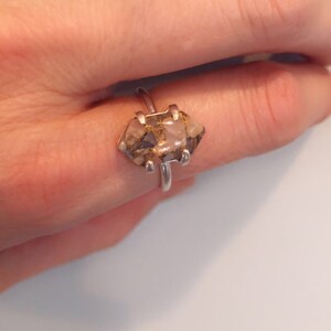 Ring For Love White Opal Ring,White Opal Copper Hexagon Gemstone Ring,18k Gold Plated Solitaire Ring 925 Sterling Silver Ring Prong Ring