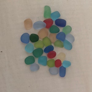 Blue Green Red Mixed Sea Glass Tiny Beads - 100 Piece Bulk Lot, 5-9mm For Jewelry Making
