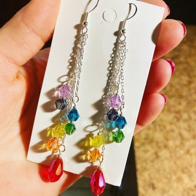 thumbnail image 2 of Mardi Gras Earrings For Women Acrylic Mardi Gras Drop Dangle Earrings 2 of 10