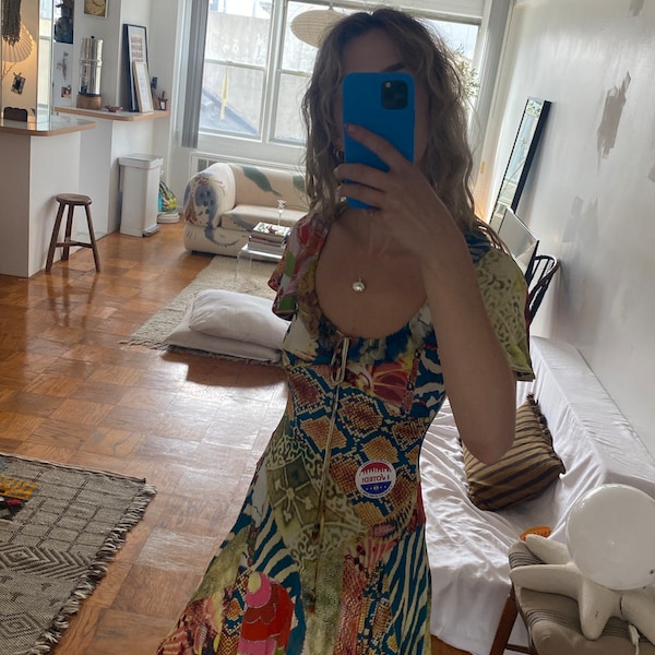 Robe évasée Asymétrique Marithé & François Girbaud - Bleu Et Blanc Floral, Taille S