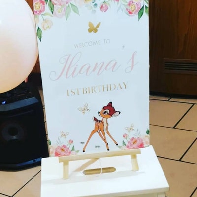 Bambi Birthday Printable Sign Floral Bambi 16x20 Printable - Etsy UK