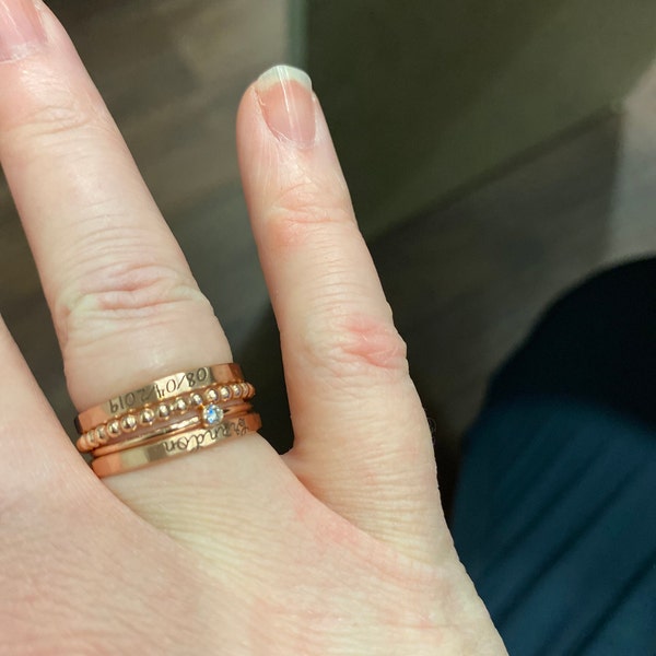 Personalized Stacking Name Rings | 14k Gold Filled, Rose, or Silver ...