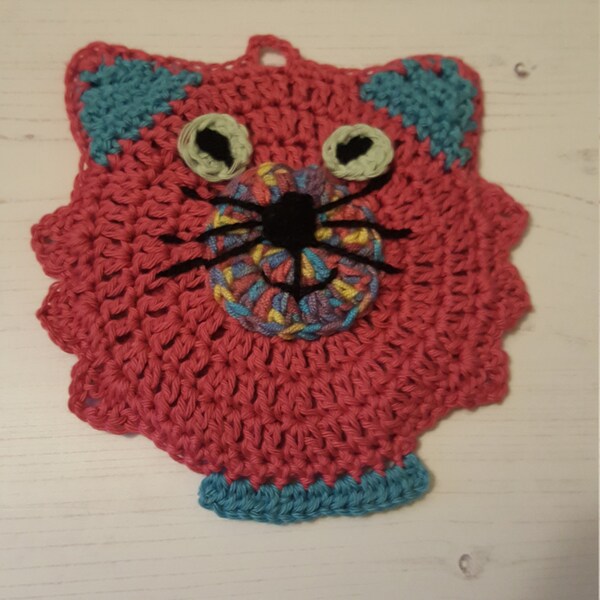 Crochet Cat Potholder Pattern, Crochet Cat Pattern, Cat Potholder ...
