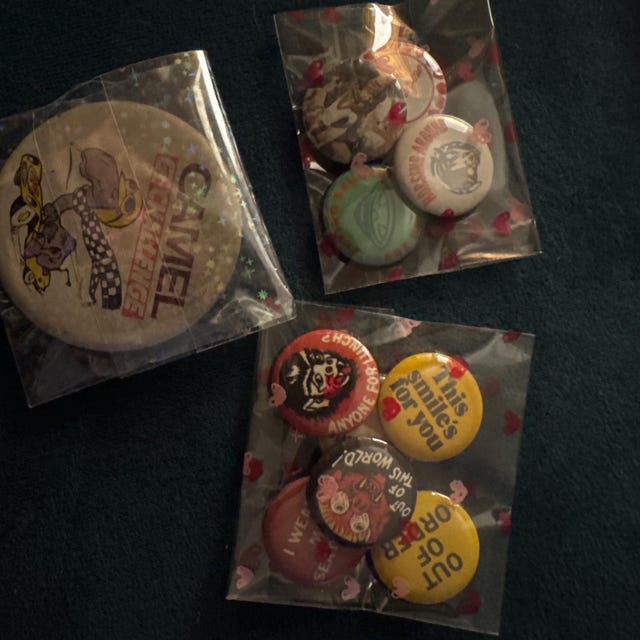 Vintage Style Pinback Buttons - Novelty Reproduction Pins