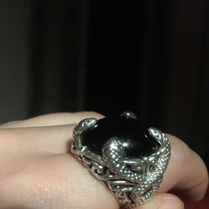 Black Onyx Gemstone Snakes Ring with an intricate pattern of | Etsy