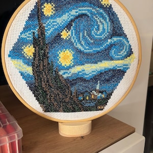 ヘックスアート ゴッホ 星月夜 クロスステッチパターン、傑作絵画刺繍