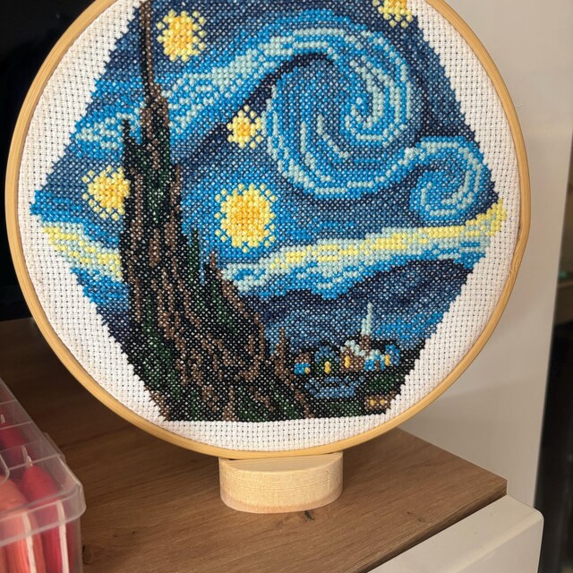 ヘックスアート ゴッホ 星月夜 クロスステッチパターン、傑作絵画刺繍
