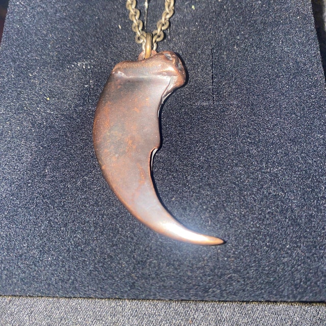 Two Tone Bear Claw Pendant Necklace - Solid Cast Bronze
