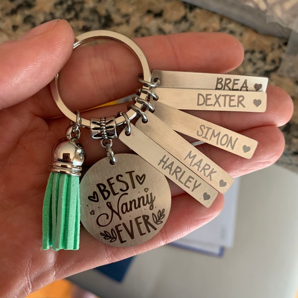 Key Rings Nanny Nanny Gift Keychain Key Chain • BEST NANNY EVER • #1 Nanny • Nanny Gift ...