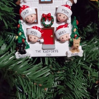 Personalized Family of 4 Home Ornament With 2 Dogs or Cats Added 4 ...