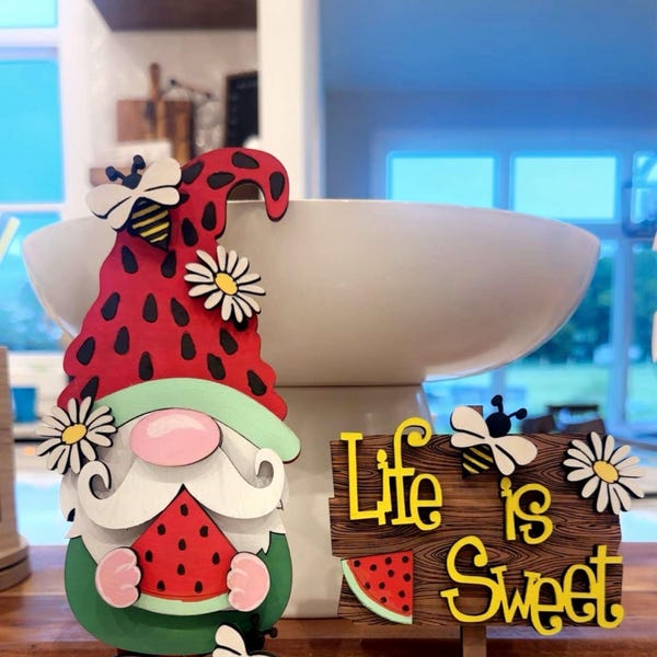 Watermelon Gnome SVG File , Gnome Laser, Gnome Shelf Sitter , Summer ...