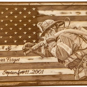 Glowforge Digital Laser Ready Design File - Fireman American Flag ...