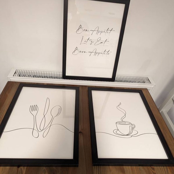 Caterease Kitchen Beo Prints Beige Kitchen Prints, Dining Room Prints, Set of 3, Kitchen Wall Art ...