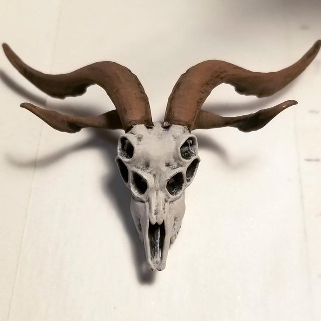 Demon Goat Skull - 1:12 Scale Miniature Cranium Size for Occult