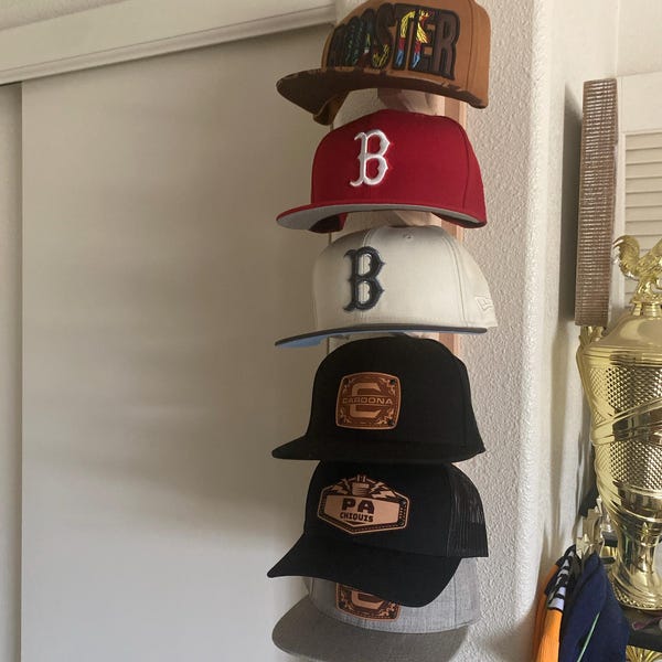 Handcrafted Wood Hat Rack: Wall Mounted 10-slot Hat Organizer - Etsy