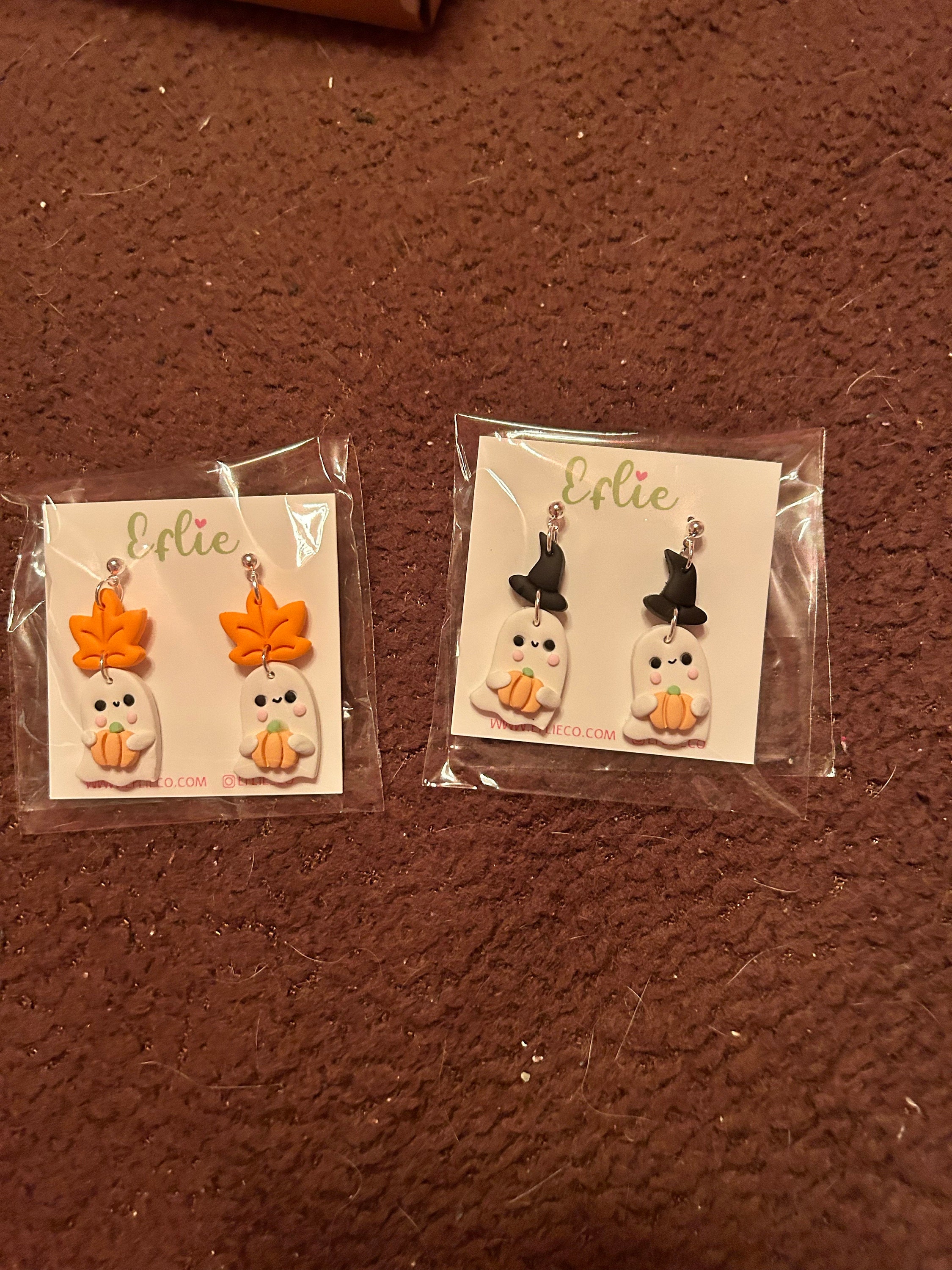 Halloween Cute Witch Ghost Pumpkin Earring | Clay Fall Studs | Cute Spooky Ghost Dangling | Halloween Gift Idea | Halloween Spooky Earrings
