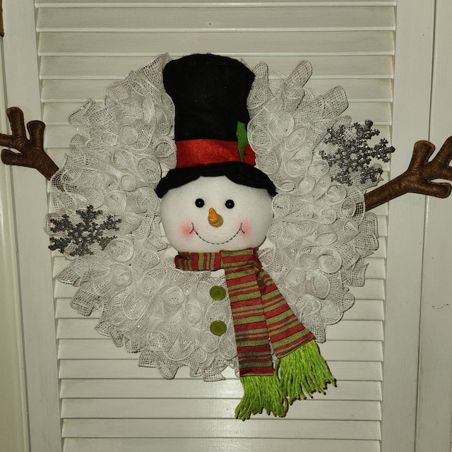 Plush snowman sale wreath accent