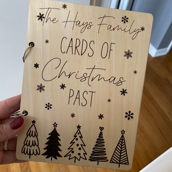 Personalized Christmas Card Holder Binder - Wooden Memory Book For Holiday Cards & Keepsakes Personalized Christmas Card Holder Binder - Wooden Memory Book For Holiday Cards & Keepsakes