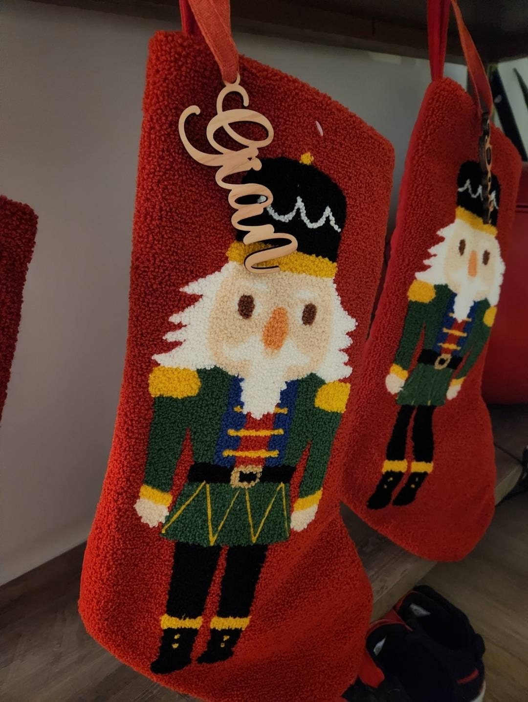 Christmas Stockings Name Tags Wooden Names for Stocking, Family Personalized Stocking Tag Decor for Holidays, Rustic Chic (Item - STS200)